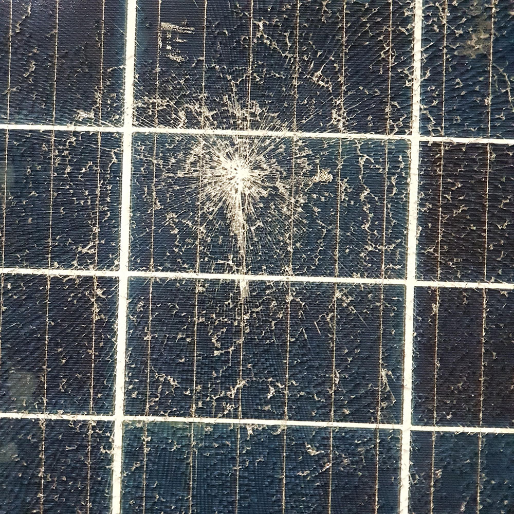 Smashed solar panel