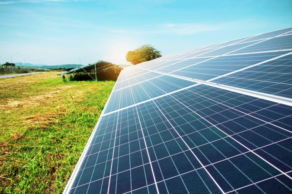 Solar panels on the lawn