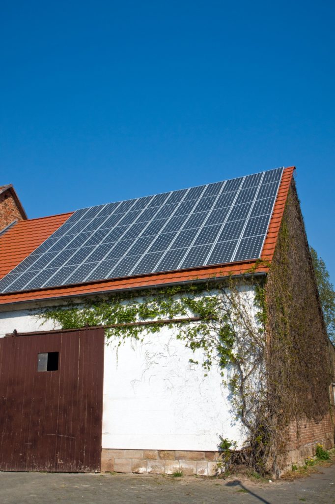 Old barn with solar cells
