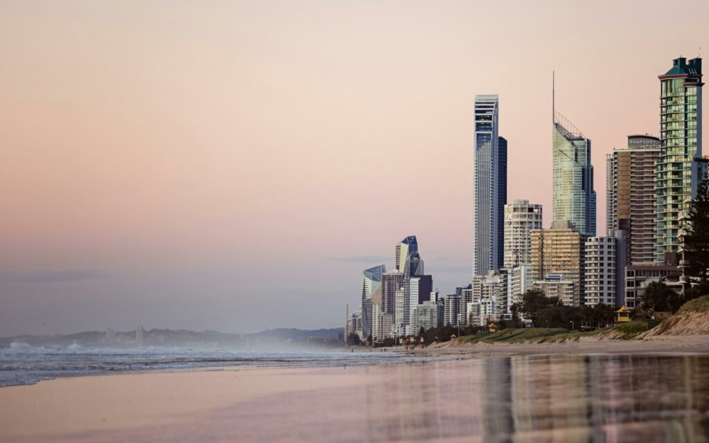 Skyline of Gold Coast, Queensland. Beach, Ocean, and Gold Coast.
